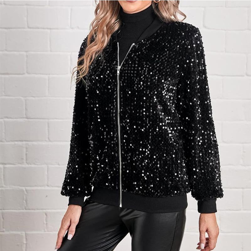 Women's Casual Fashion Solid Color Sequin High-grade Coats