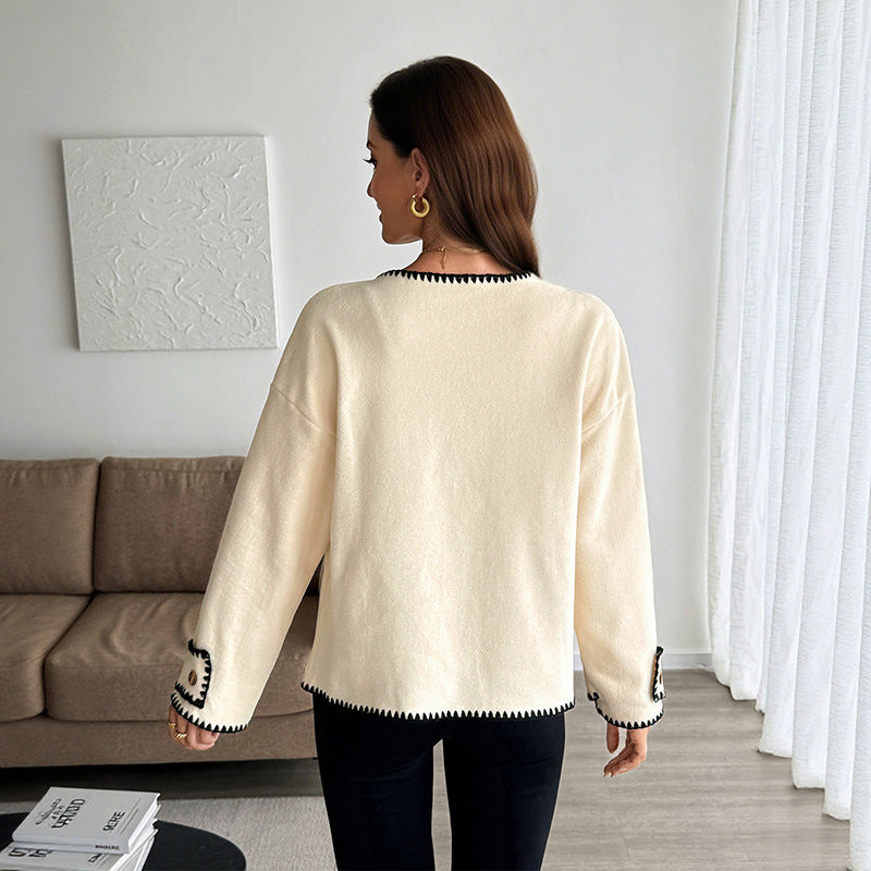 Women's Casual Stitch Stripe Loose Polar Fleece Coats
