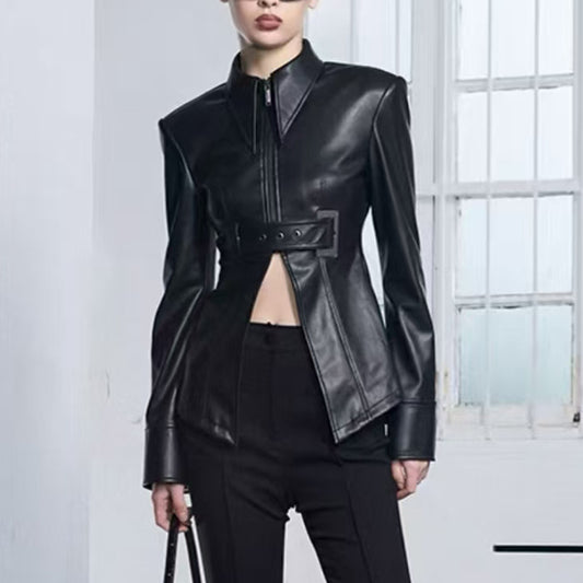 Women's Street Style Cool Irregular Splicing Autumn Coats