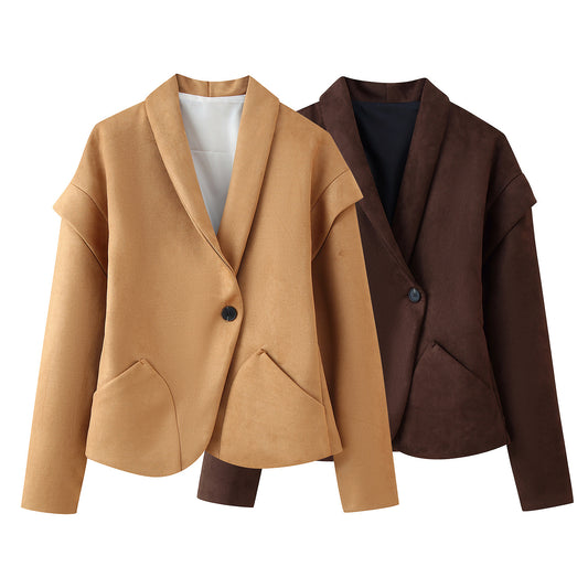 Women's Fashion Casual Locomotive Style Turn-down Collar Coats