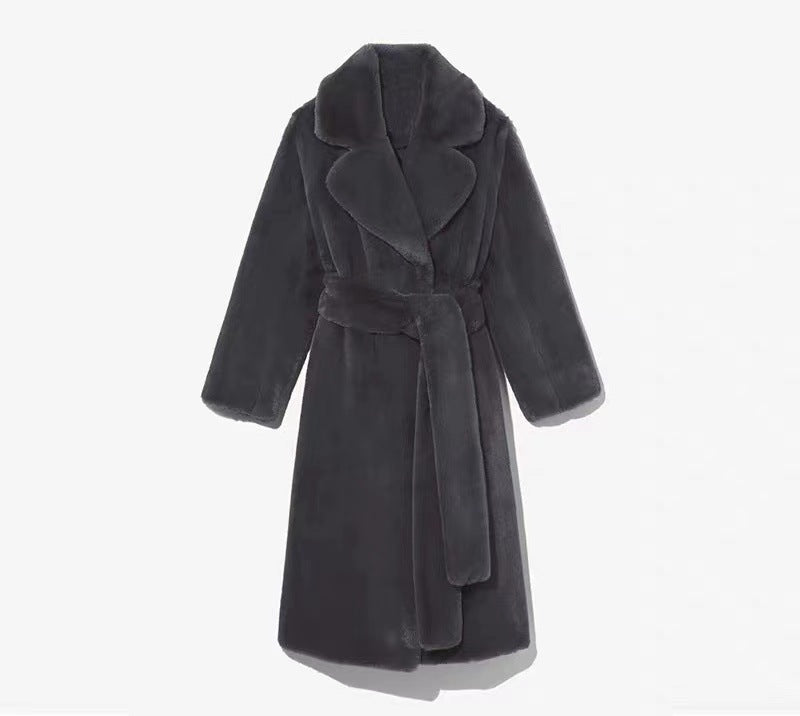 Women's Faux Fur Collar Thickened Long Section Coats