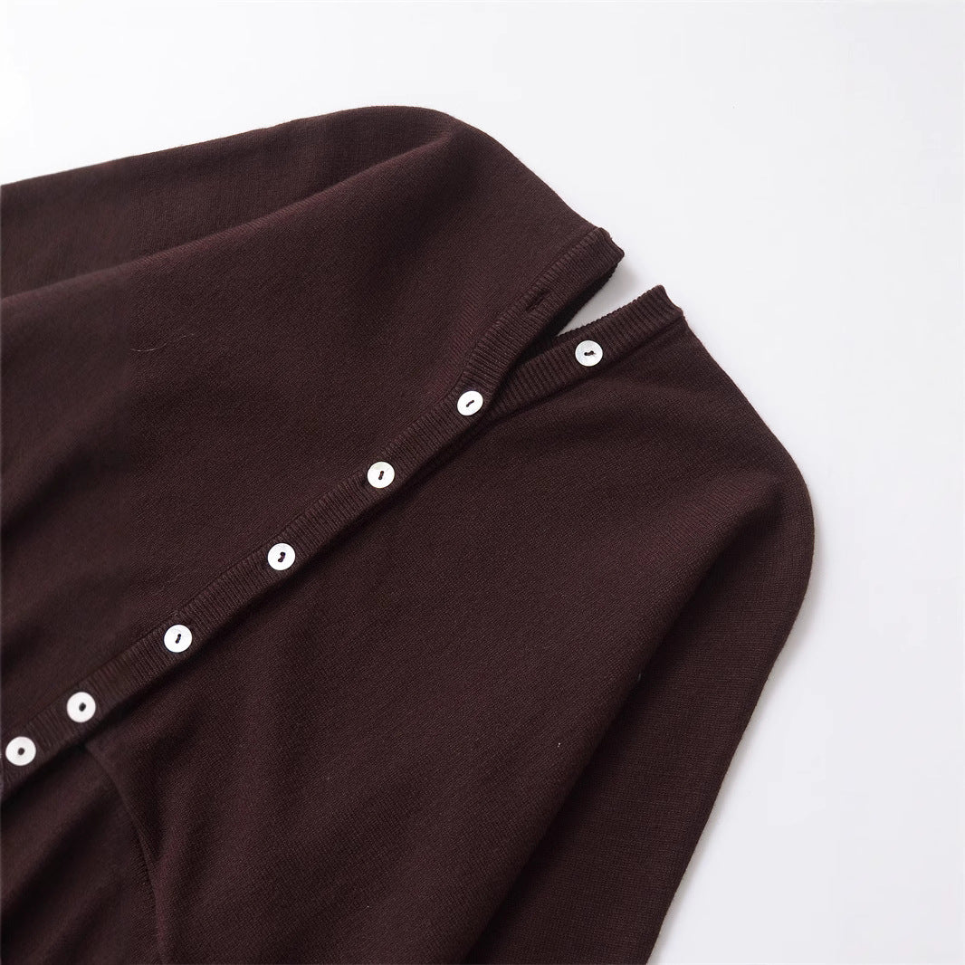 Women's Winter Fashion Single-breasted Slim Hem Knitted Knitwear