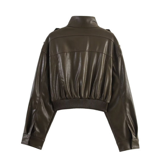 Women's Autumn Long Sleeve Imitation Leather Jackets