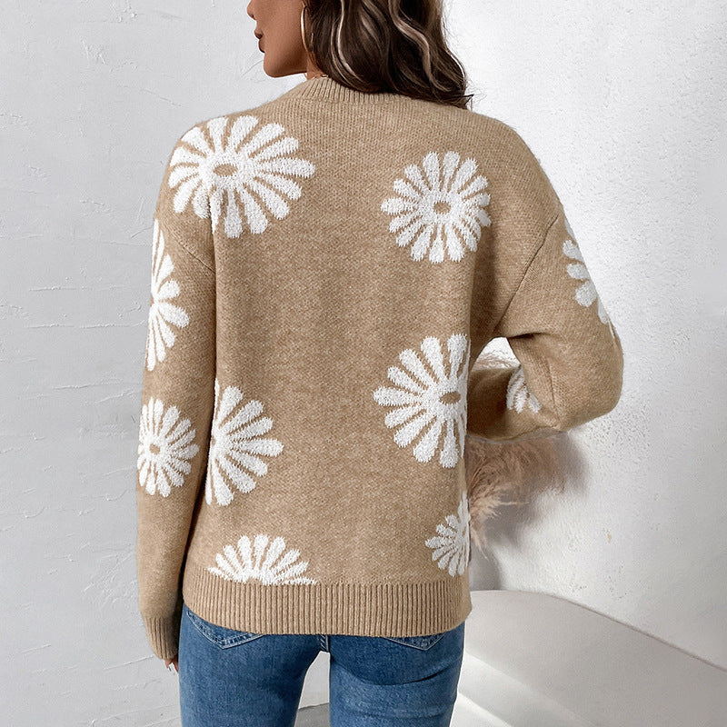 Women's Cool Popular Flower Casual Pullover Sweaters