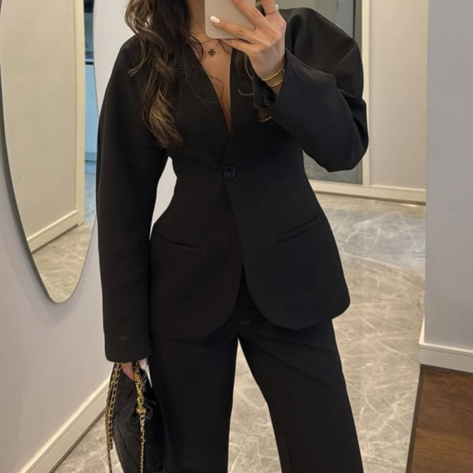 Autumn Elegant Tight Waist Trousers High-grade Blazers