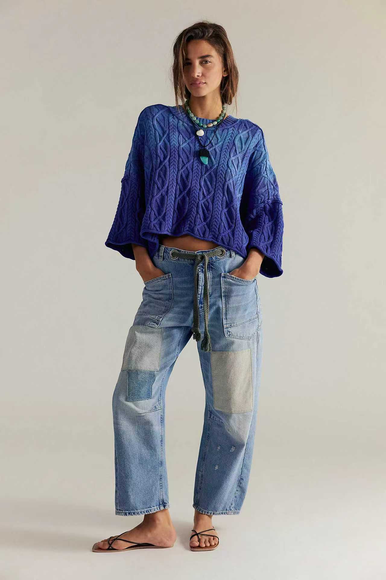 Eight Colors Fashion American Retro Washed Jeans