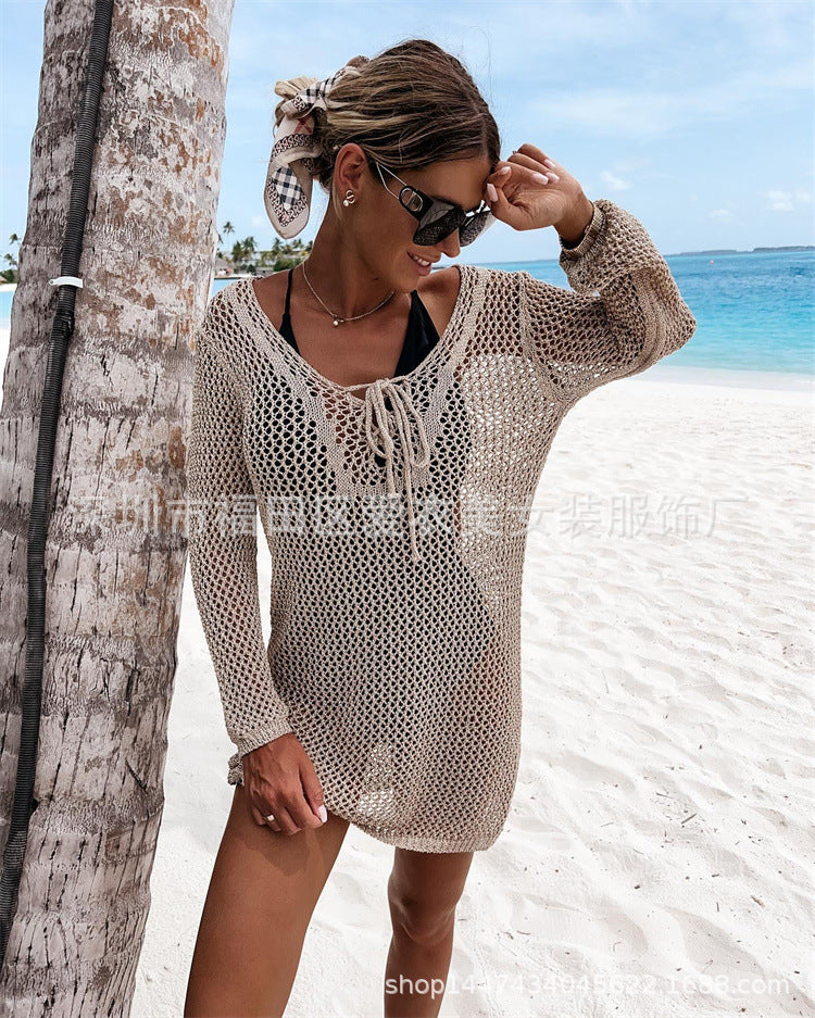 Long Sleeve Sexy Cutout Beach Cover-up Blouses
