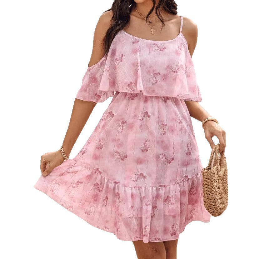 Women's Princess Style Precision Chiffon Printed Strap Dress