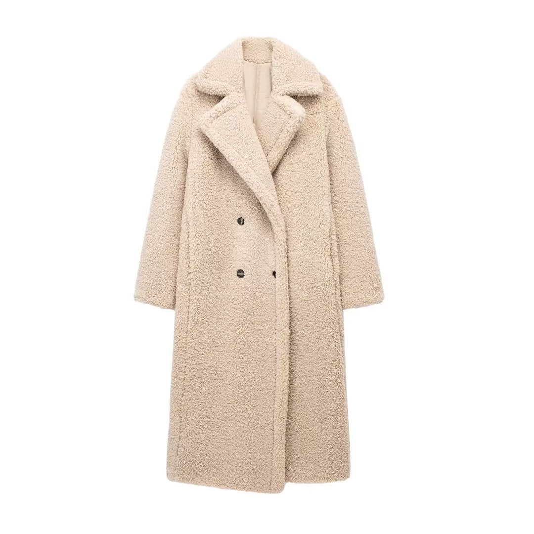 Women's Trendy French Ornament Fleece Overcoat Coats
