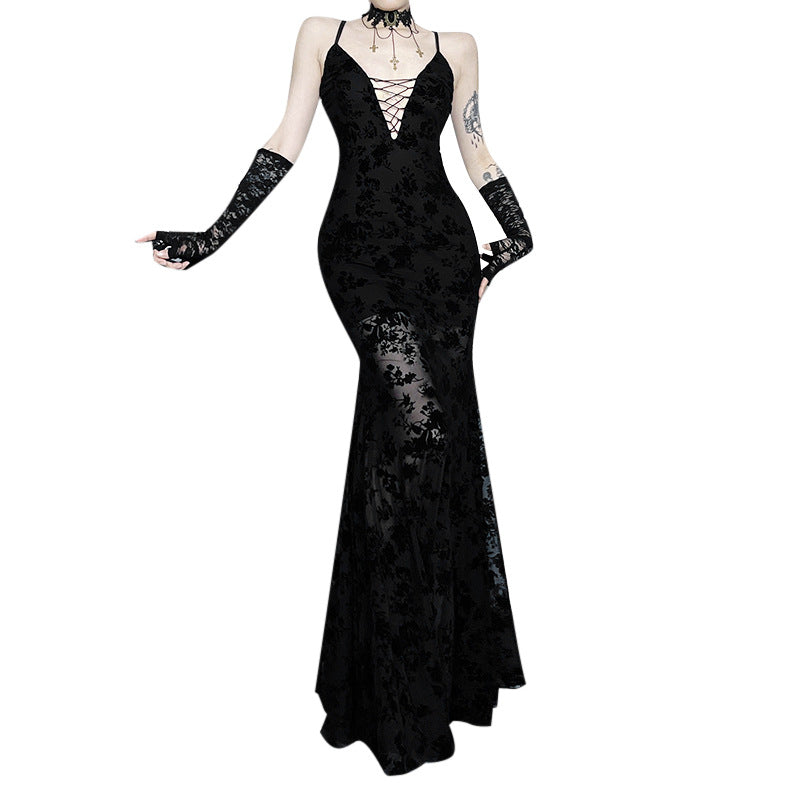 Fall Lace Temperament Suspender Dress Asian Dresses