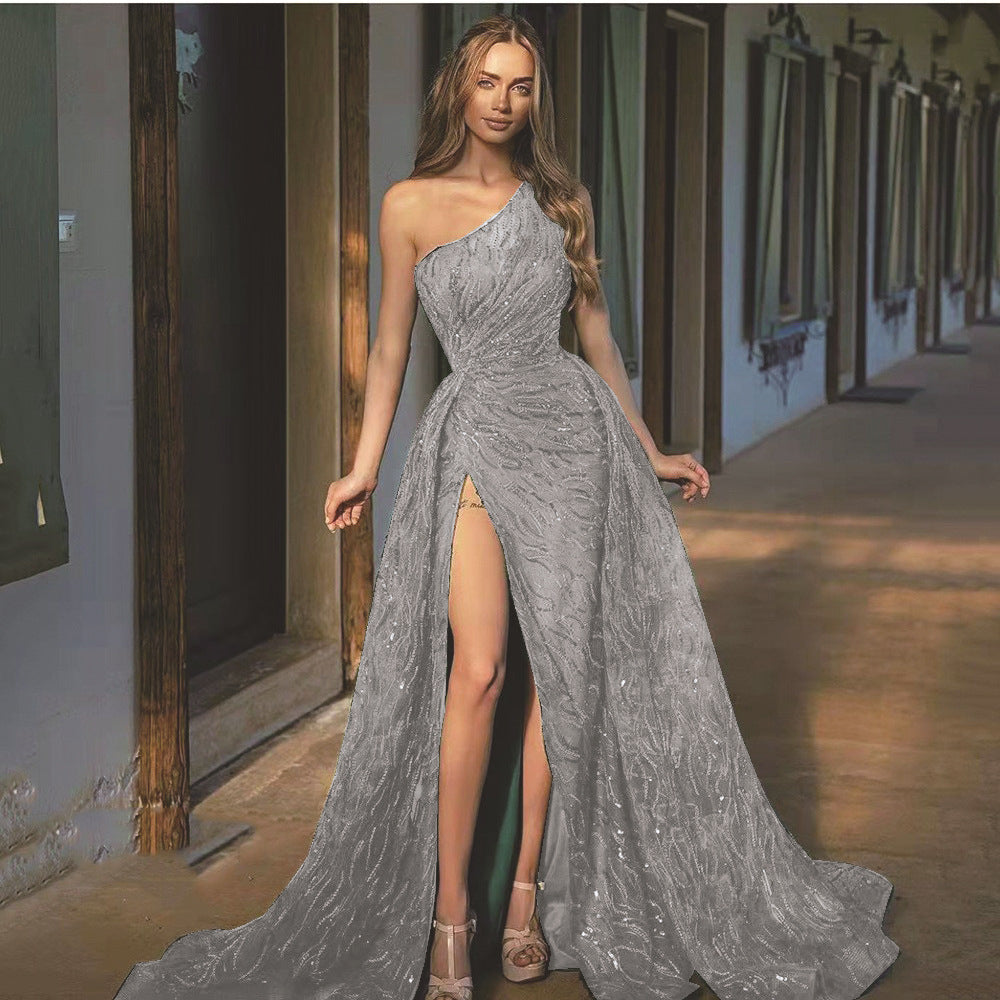 Women's Slit Dress Toast Sequin Sling Wedding Dresses