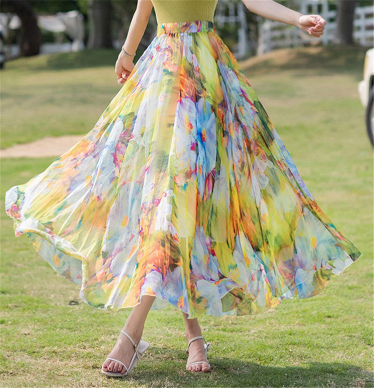 Floral Vacation Style Beach Female Summer Skirts
