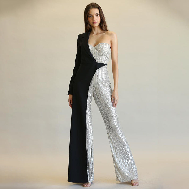 Women's Sier Stitching Sequined Fashionable Sequins Pants