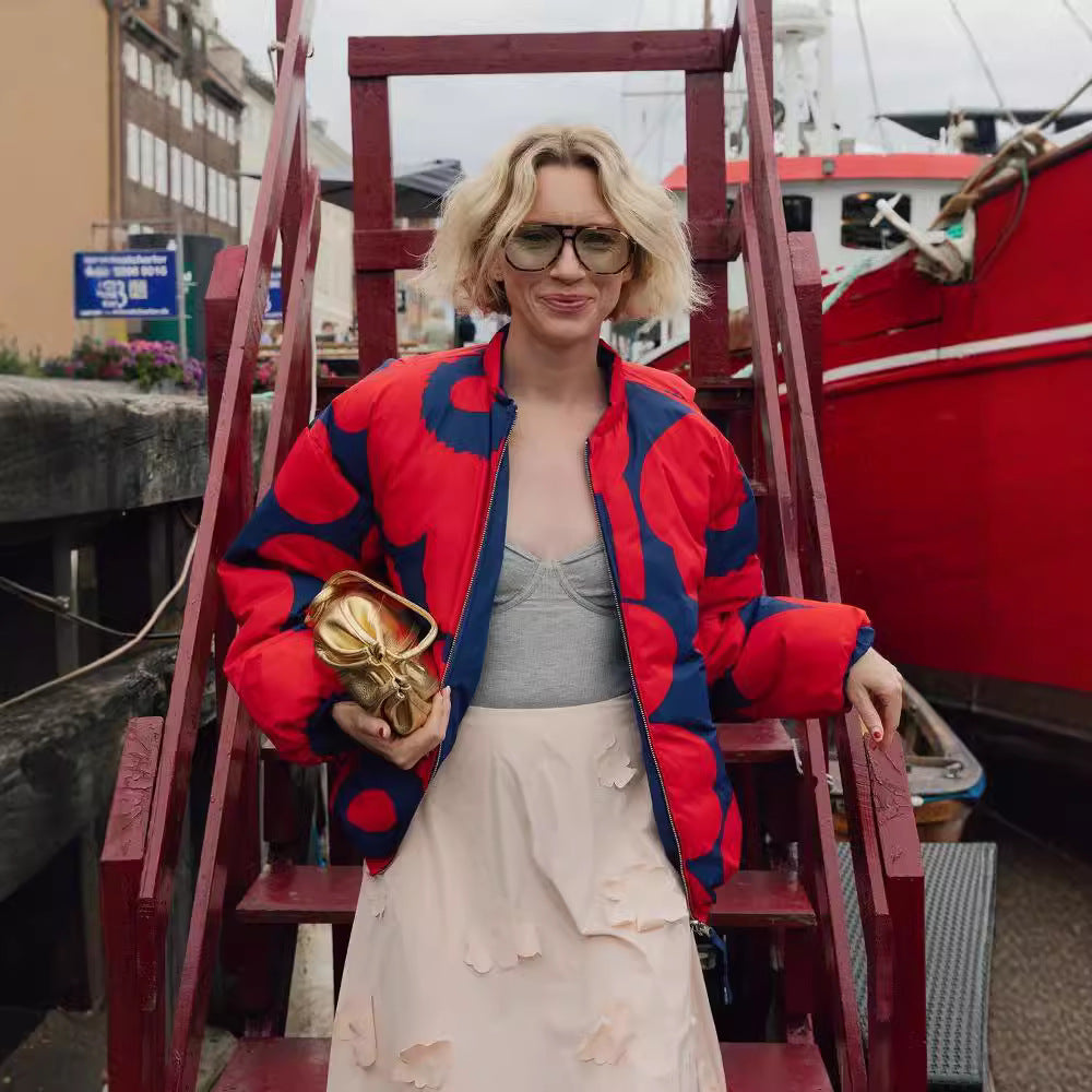 Popular Stand Collar Bomber Pattern Print Coats