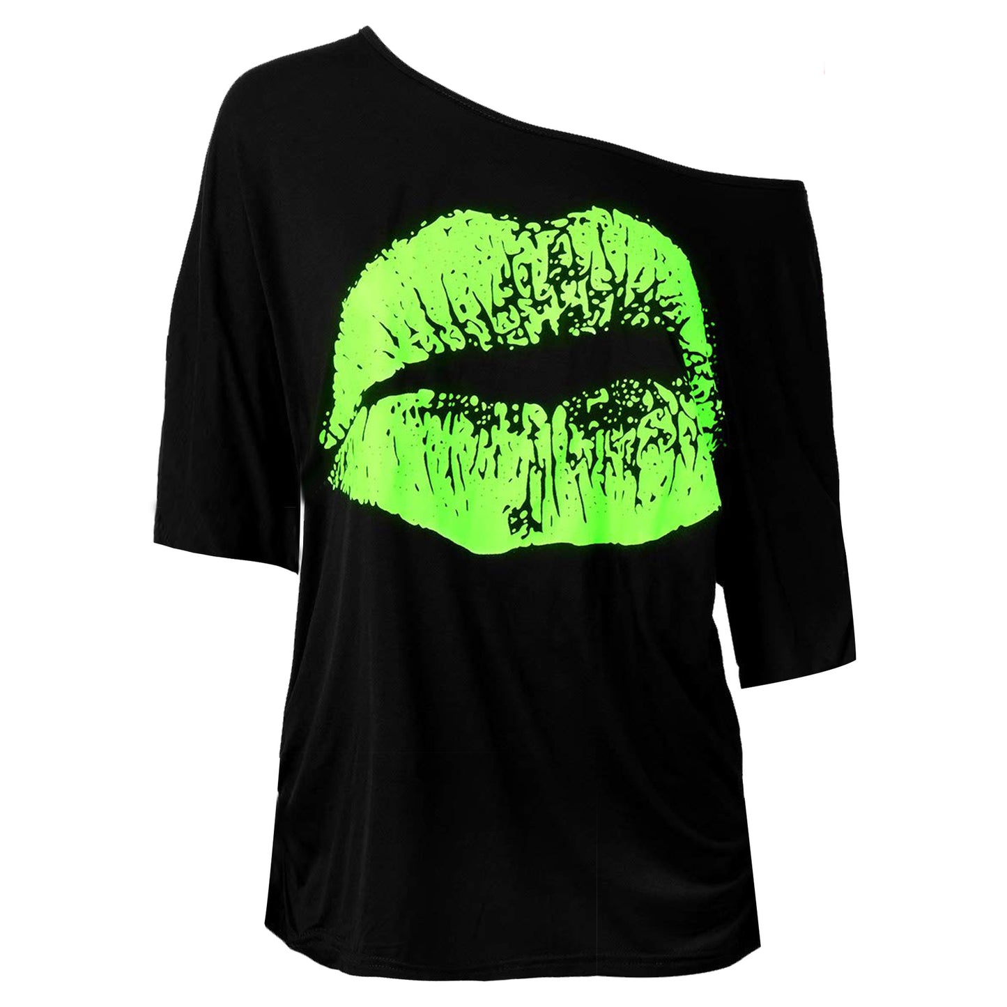 Women's Nostalgic Big Lip Printings Generation Shoulder Clothing