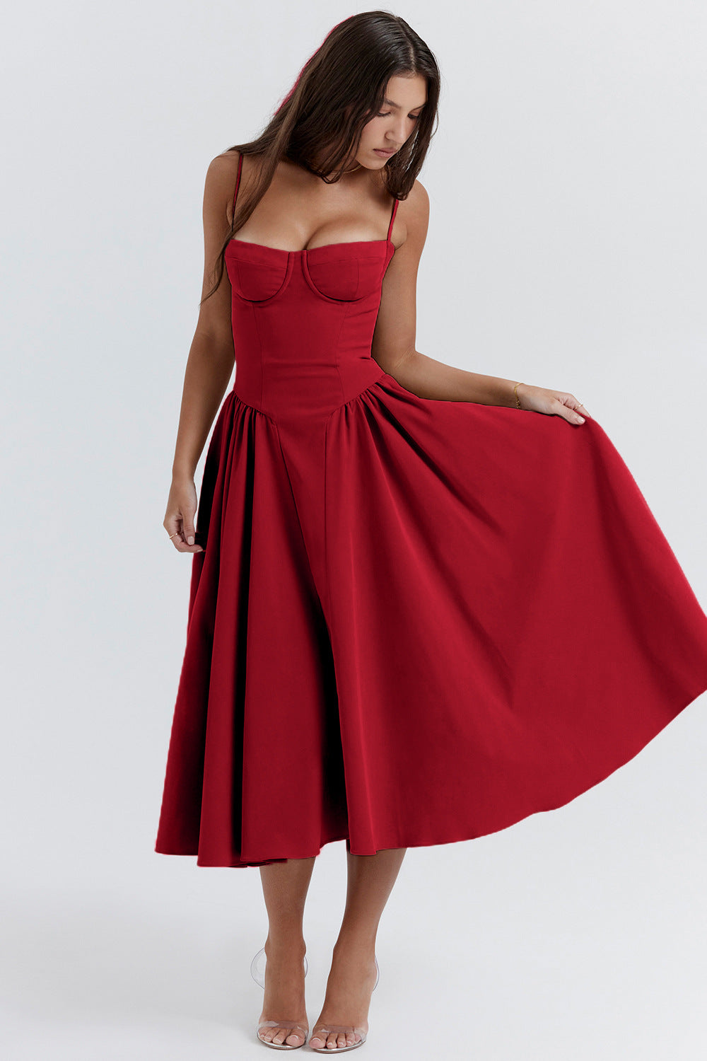 Women's Fashion Summer Sling Cinched Swing Dress Dresses