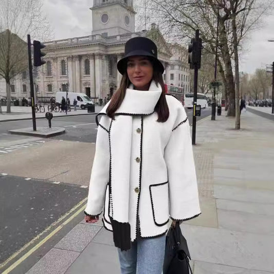 Women's Fashion Woolen Thick Loose With Scarf Sweaters