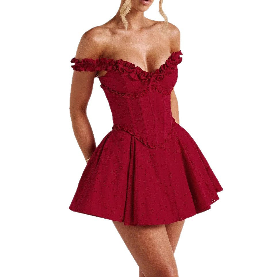 Style Ruffled Waist Dress Exquisite Lace Dresses