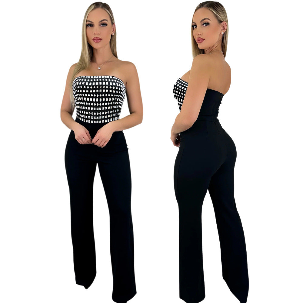 Women's Tube Sexy Fashion Rhinestone Trousers For Jumpsuits