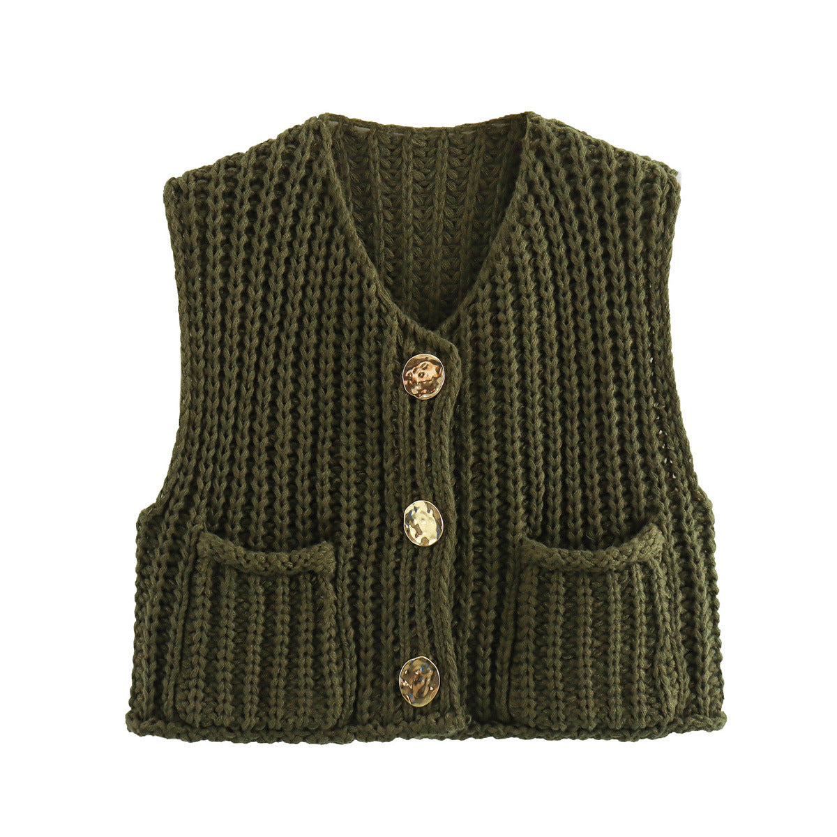 Women's Street Fashion Color Thick Needle Vests