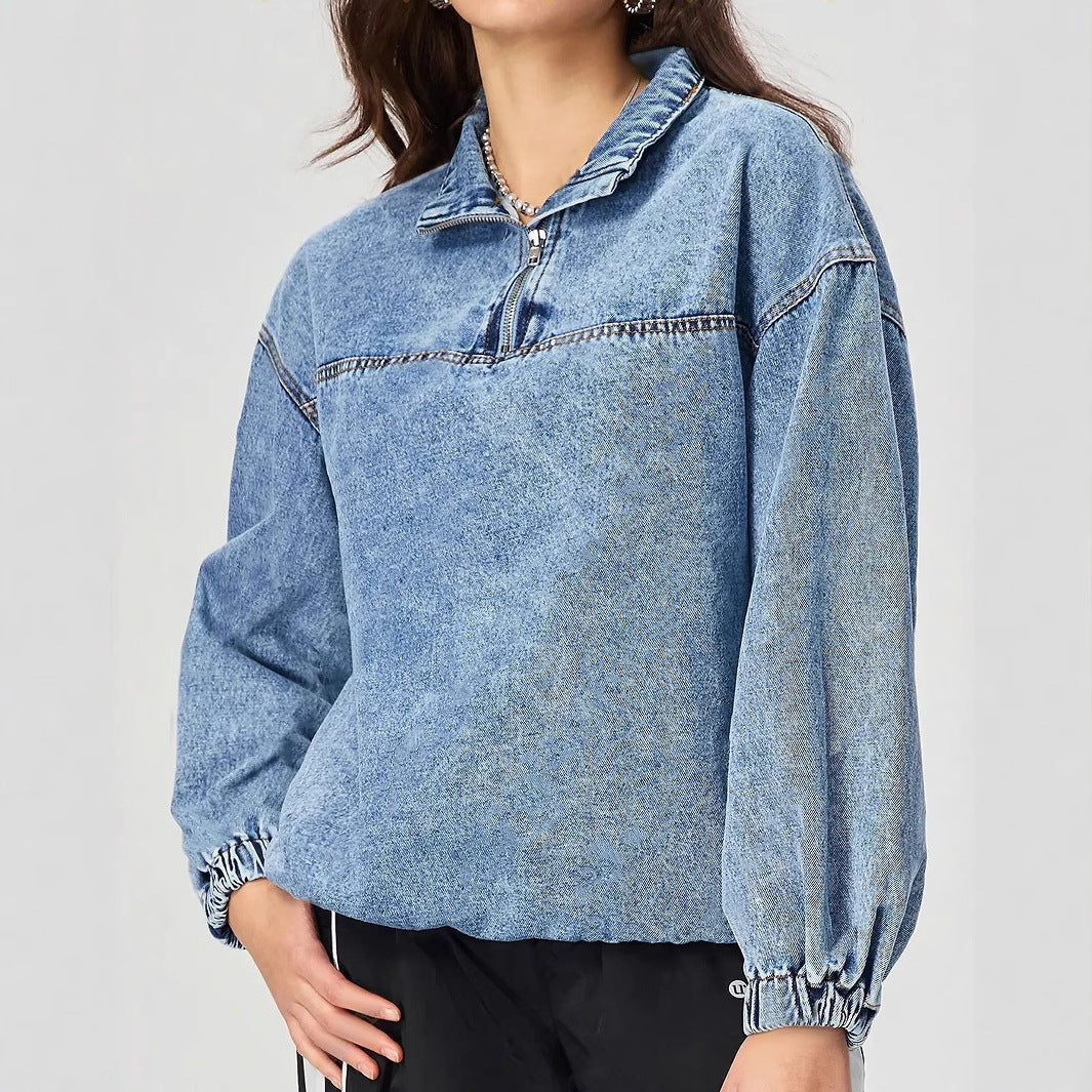 Women's Loose Pullover Leisure Denim Shirt Blouses