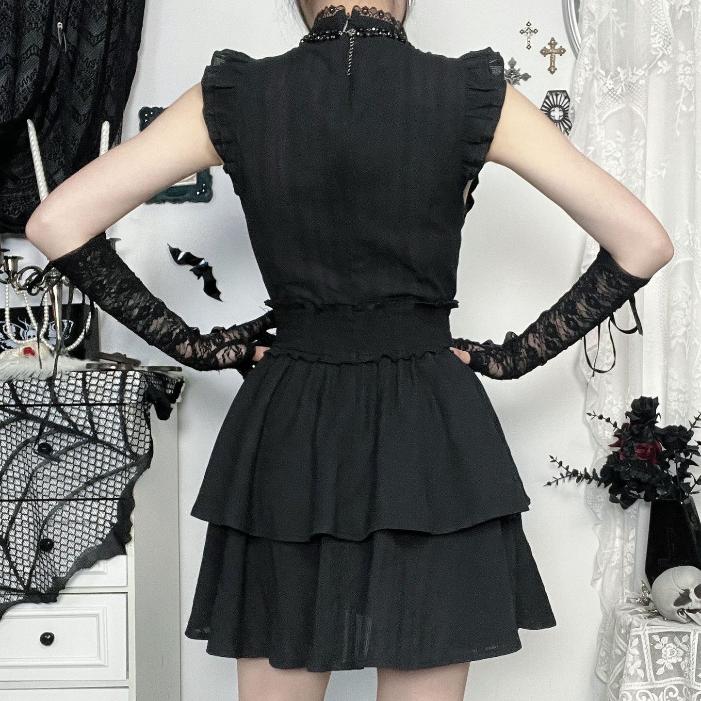 Devil Dark Cotton Sleeveless Dress Goth Dresses
