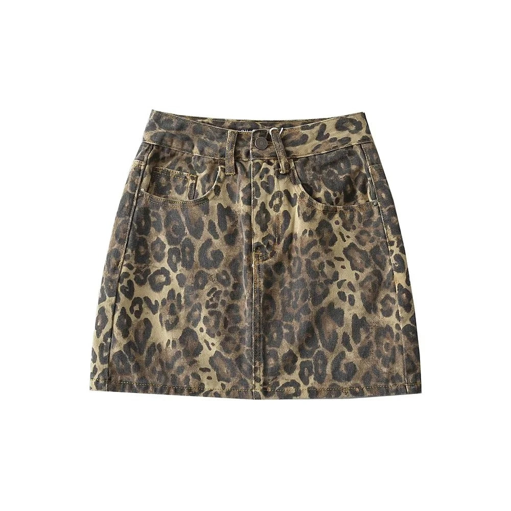 Women's American Sexy Leopard Print High Waist Skirts