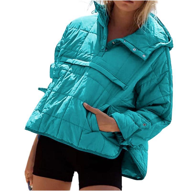 Model Pure Color Warm Keeping Pocket Long Sleeve Hooded Coats