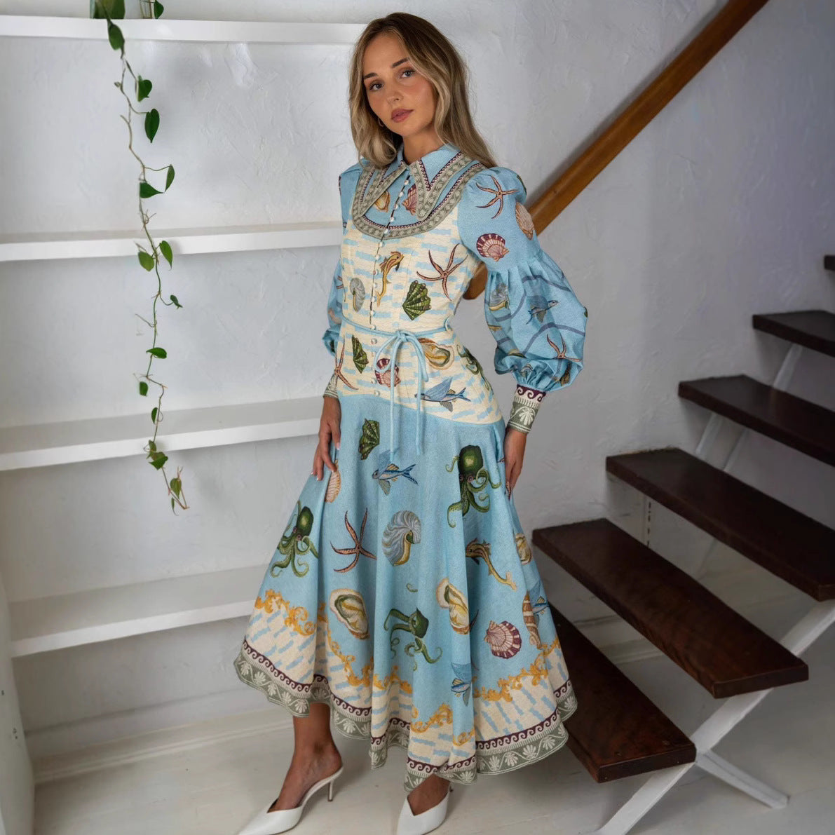 Fashion Linen Doll Collar Large Swing Dresses