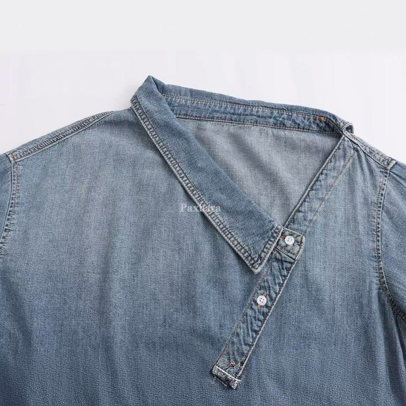 Women's Irregular Lapel Beveled Single-breasted Gradient Do The Old Cowboy Jackets