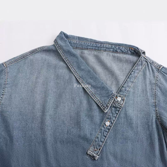 Women's Irregular Lapel Beveled Single-breasted Gradient Do The Old Cowboy Jackets