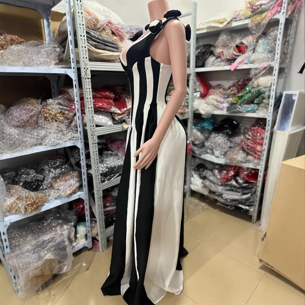 Fashion Backless V Sling Flower Shoulder Dresses