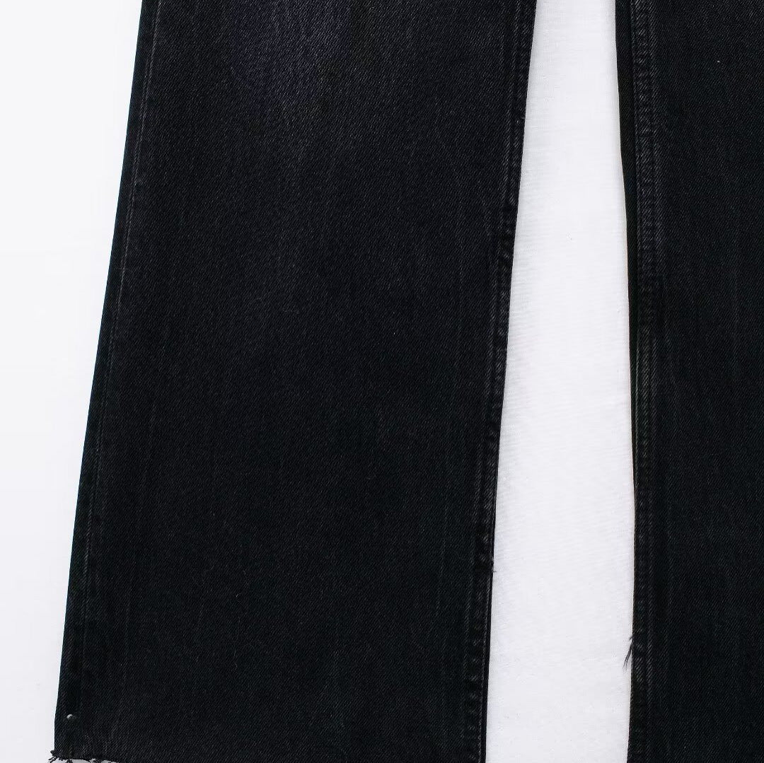 Women's Fashion Casual High Waist Straight Wide Jeans