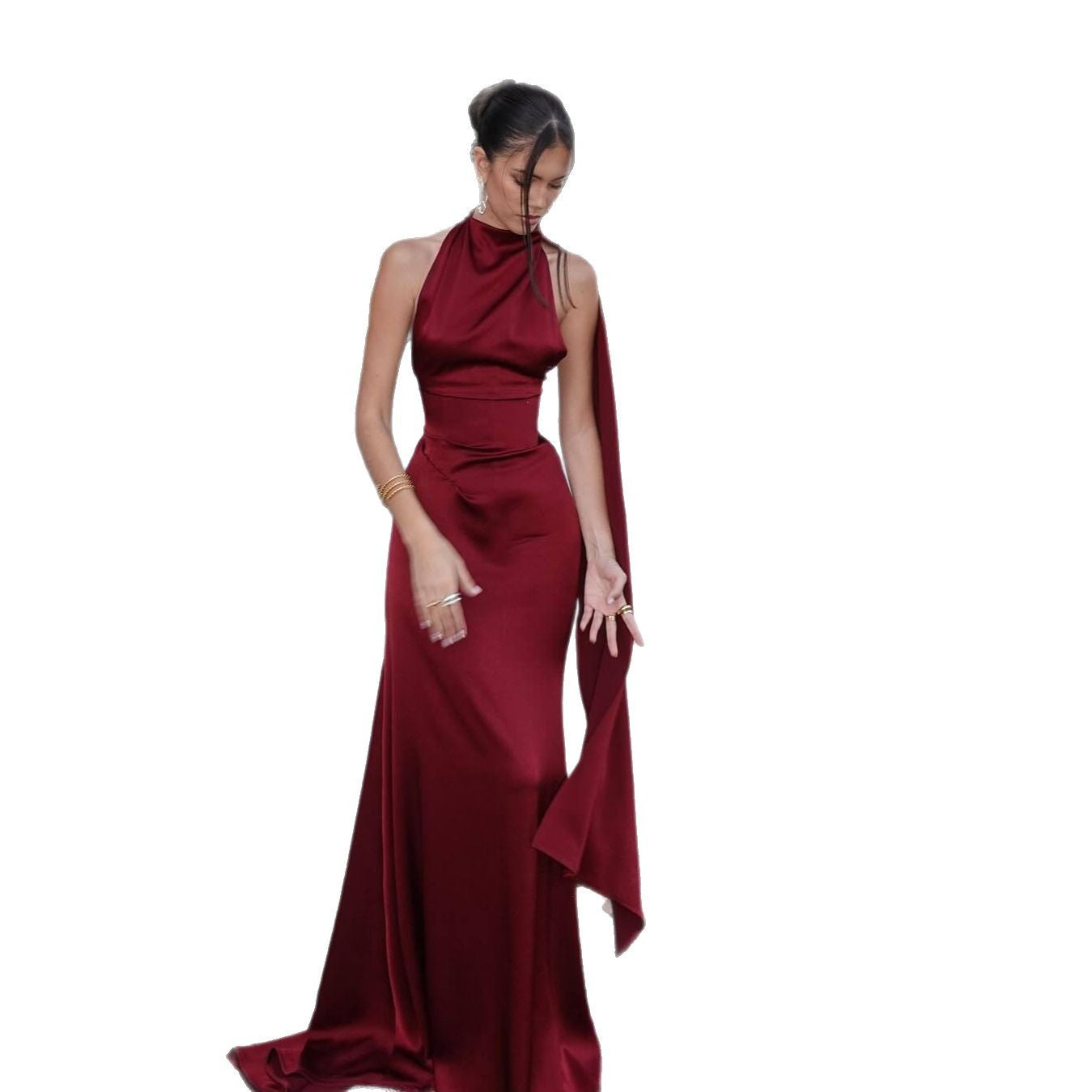 Women's Halter High-grade Satin Elegant Light Luxury Niche Dresses