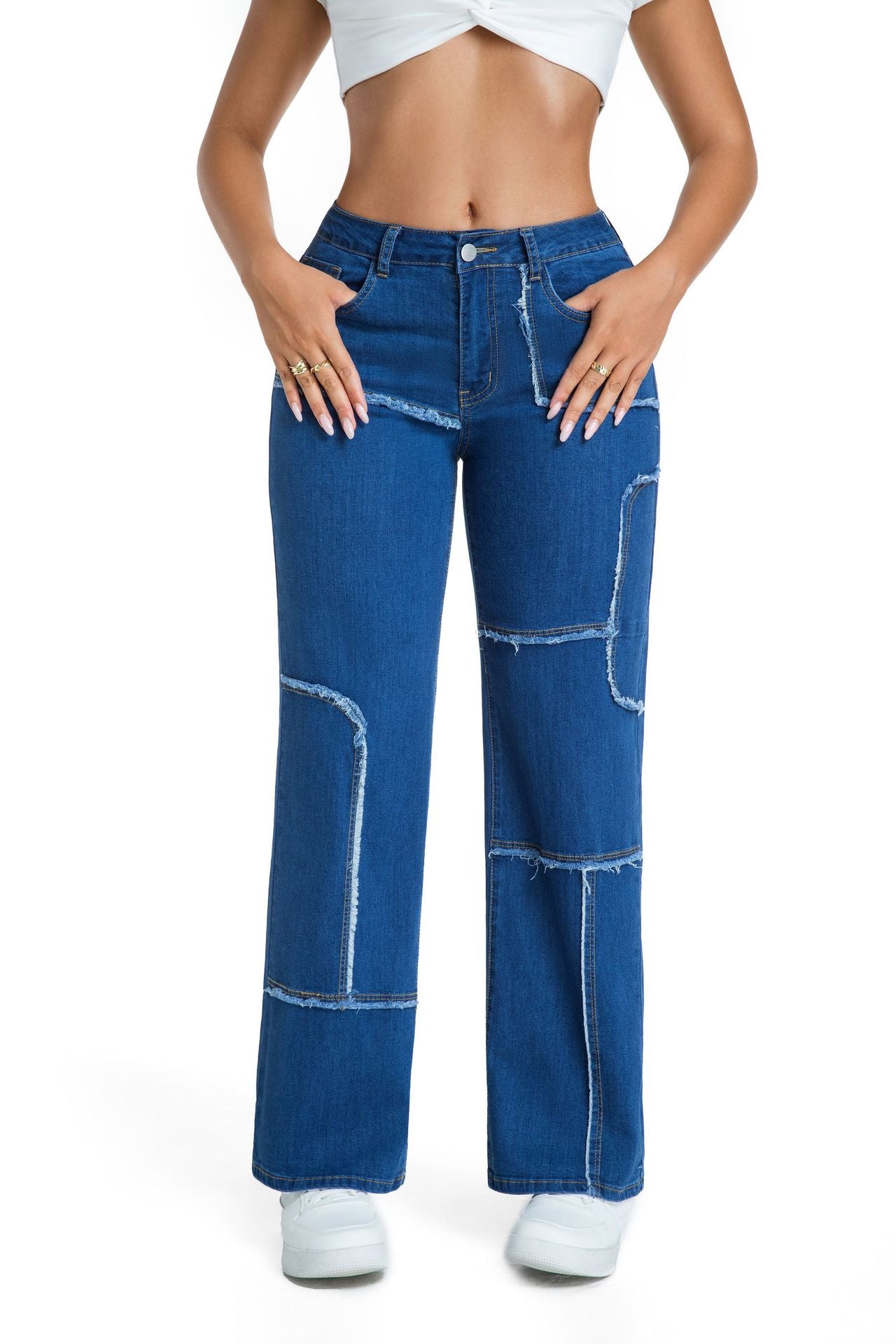 Women's Retro Loose Straight Cargo Trousers Jeans