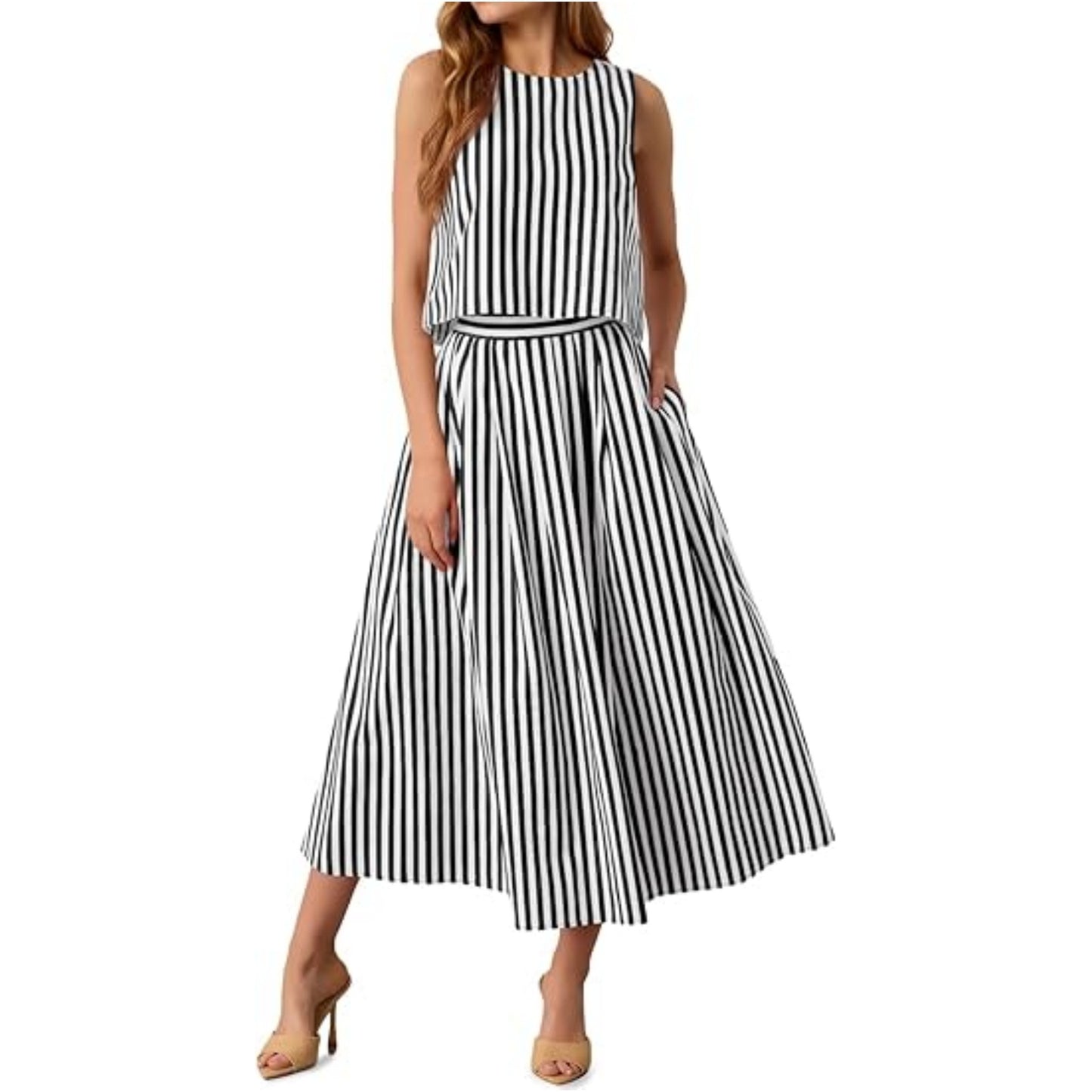 Comfort Two-piece Bohemian Beach Vacation Striped Vests