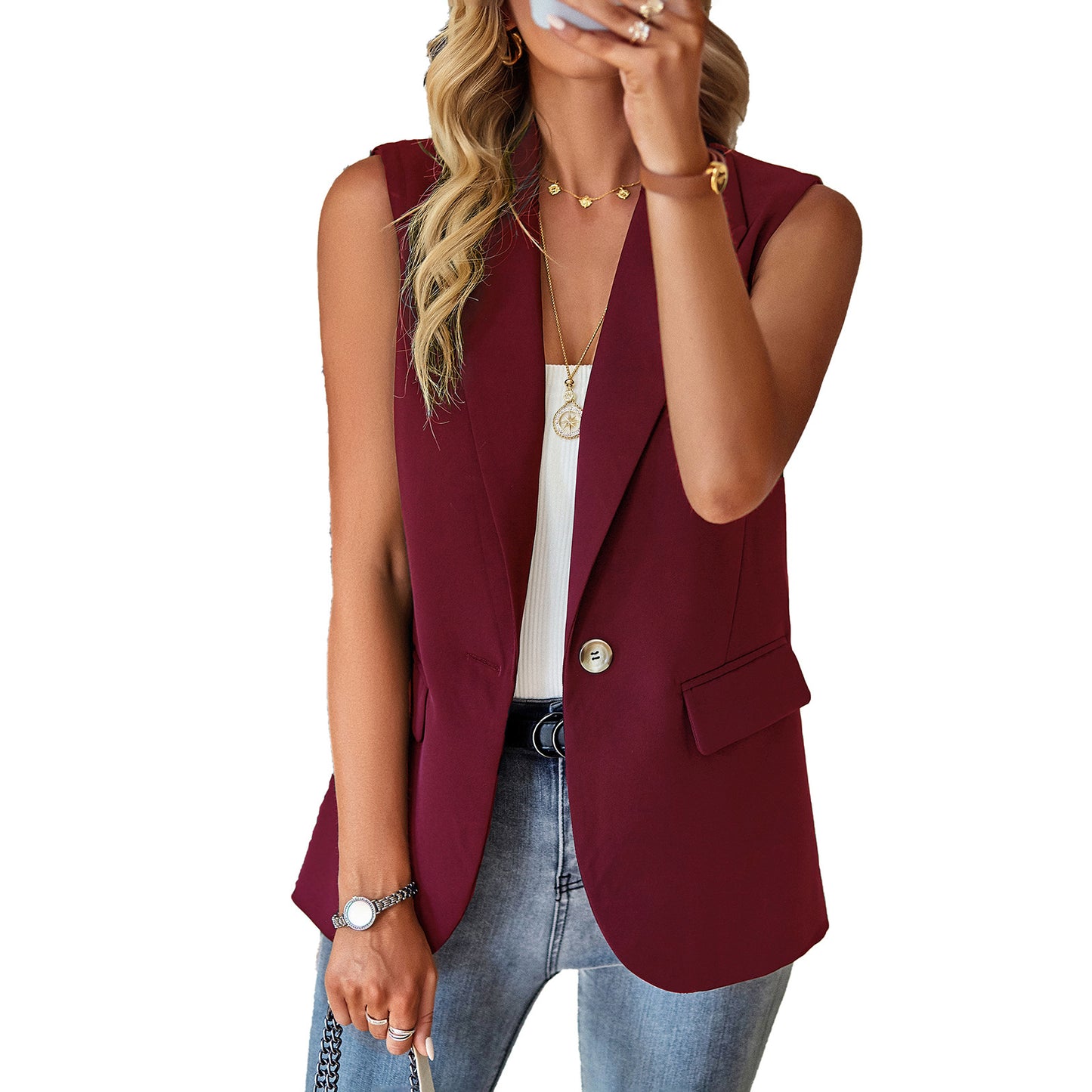 Women's Beautiful Loose Temperament Commuter Sleeveless Blazers