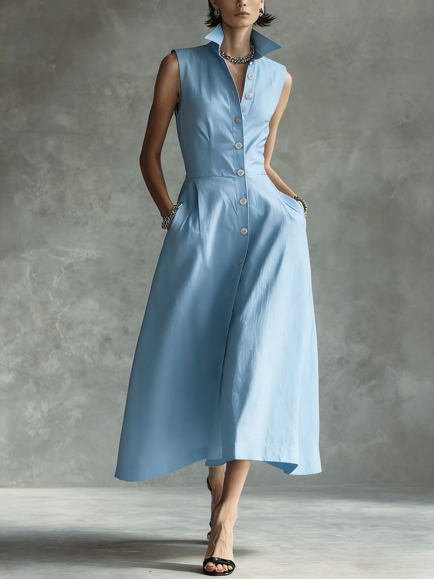 Summer Fashion Casual Stand Collar Elegant Trendy Dress