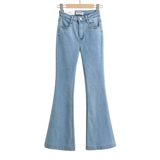 Women's Early Autumn High Waist Stretch Slim Fit Big Flared Jeans