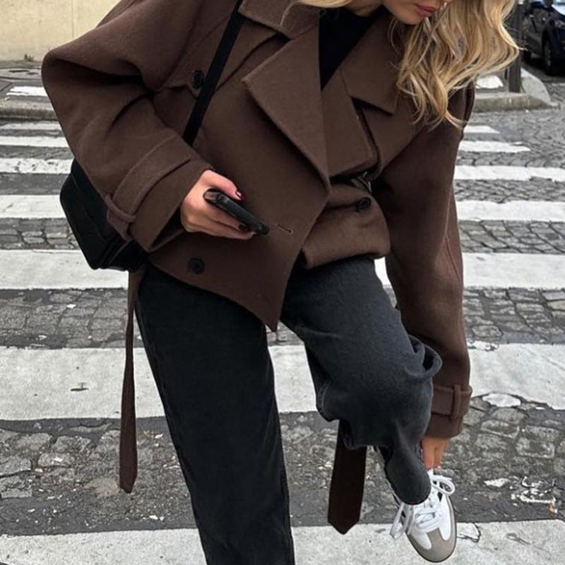 Women's Woolen Elegant Comfortable Collar Long Sleeve Coats