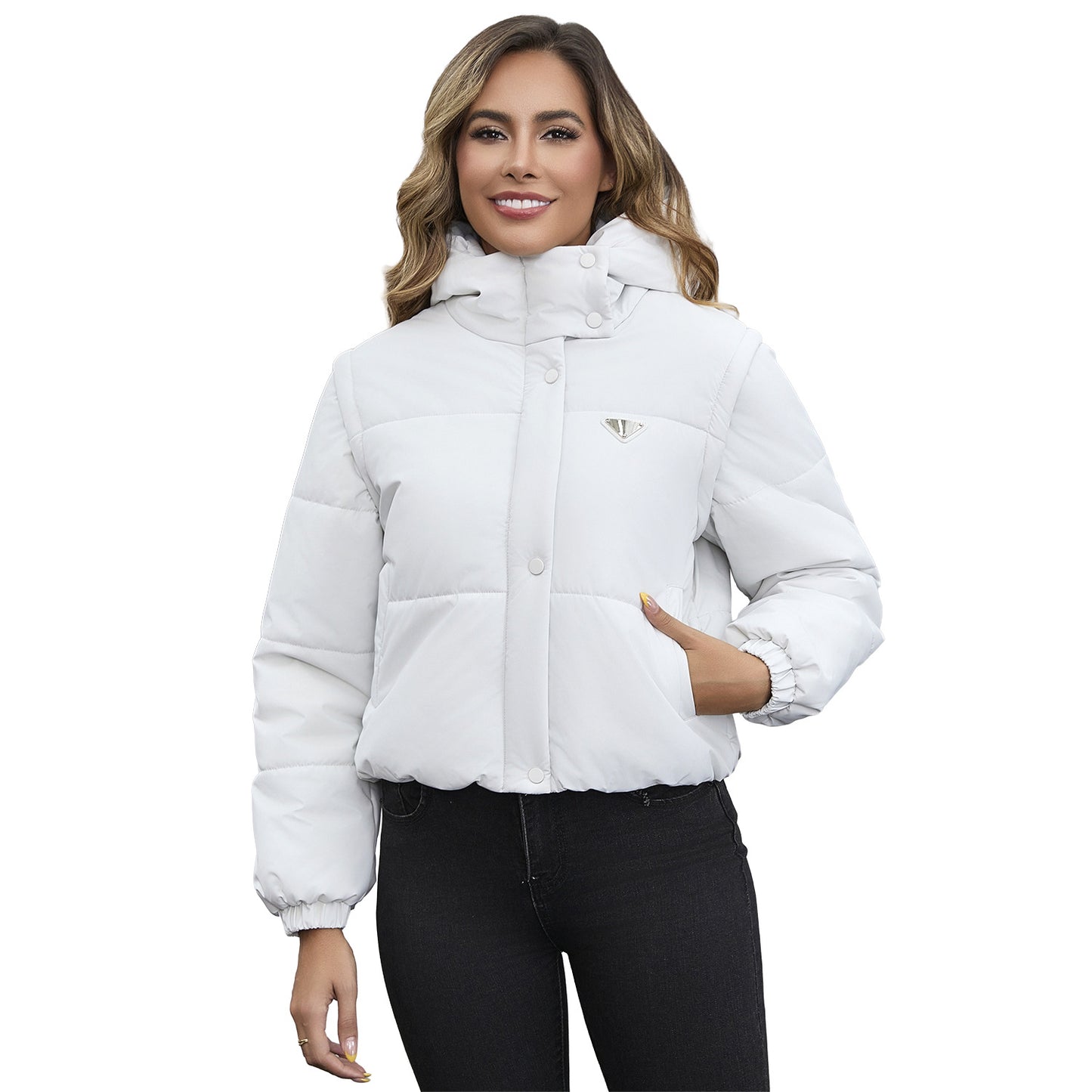 Women's With Detachable Sleeves Design Thickened Bread Coats