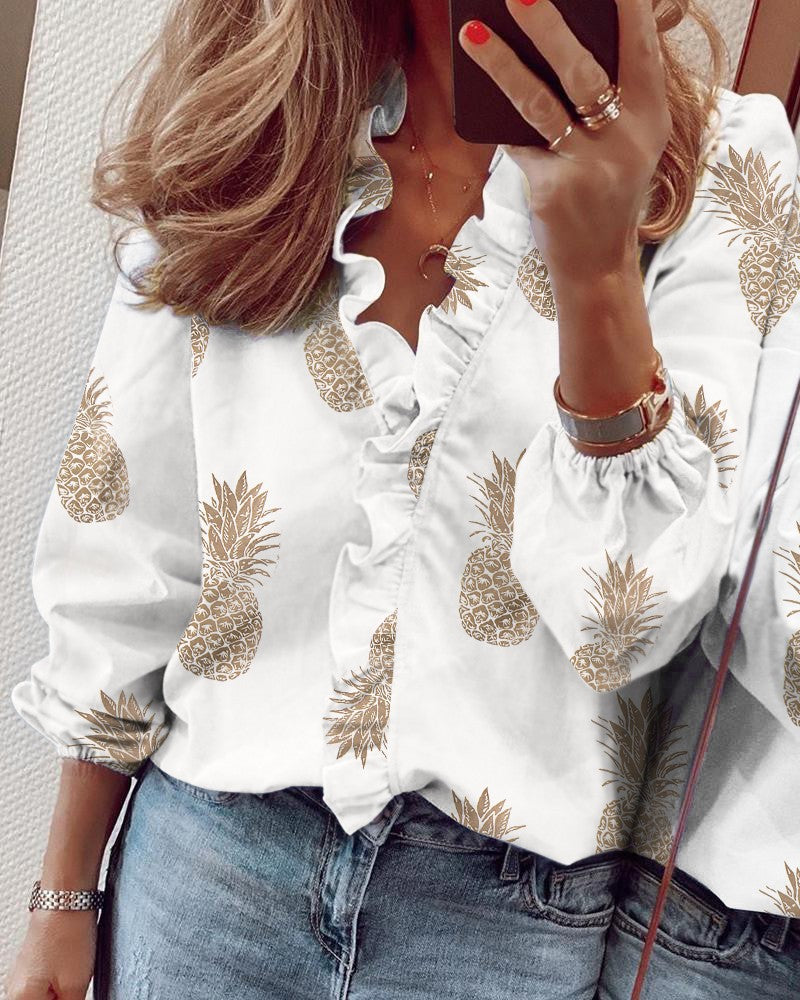 Women's Classy Comfortable Long Sleeve Ruffle Blouses