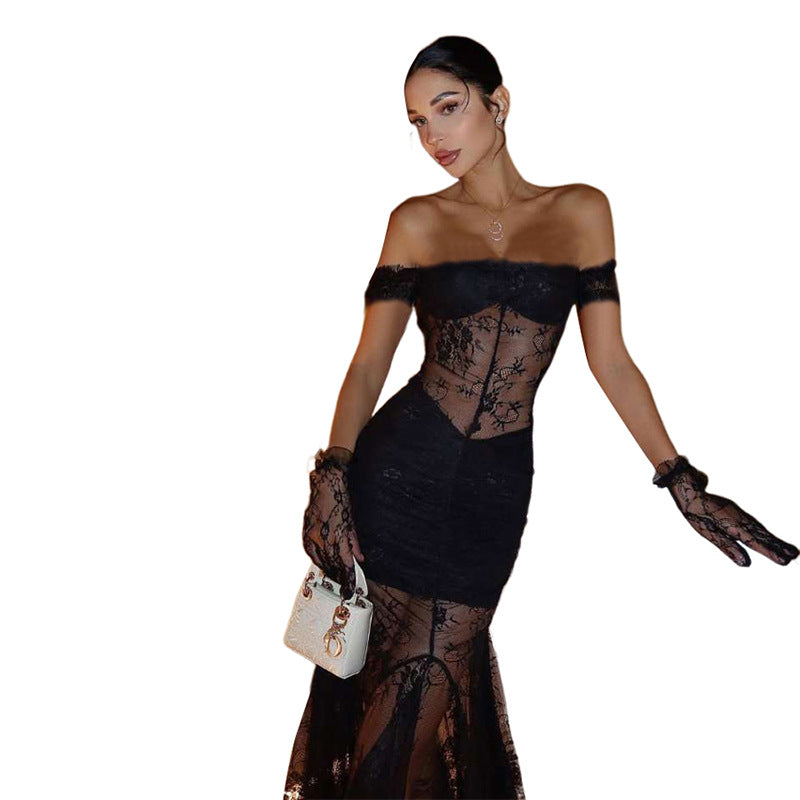 Women's Spring Elegant Sexy Lace Slim Dress Clothing