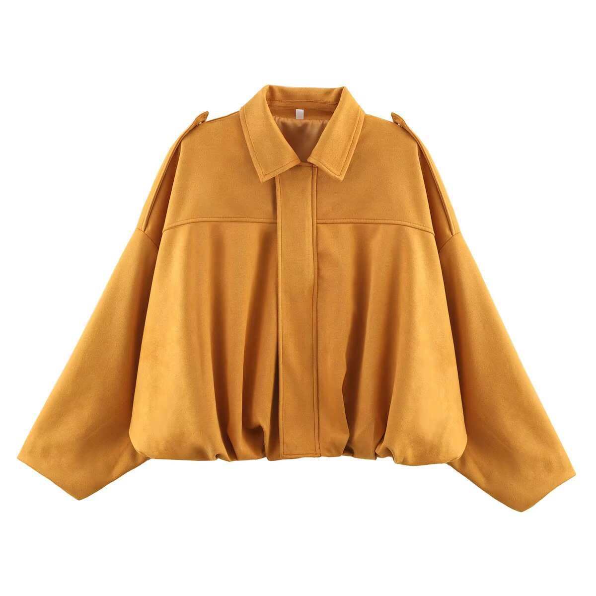 Women's Bomber Simple Textured Long Sleeve Suede Jackets