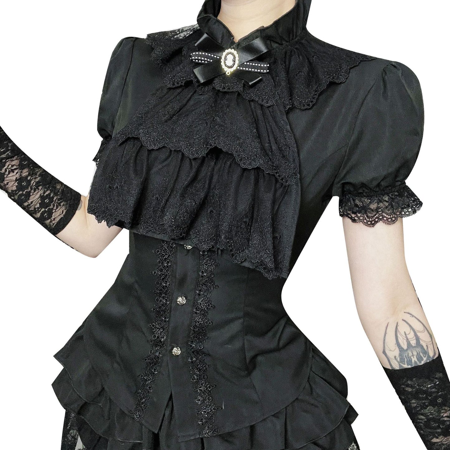 Women's Goth Style Sexy Lace Stitching Shirt Blouses