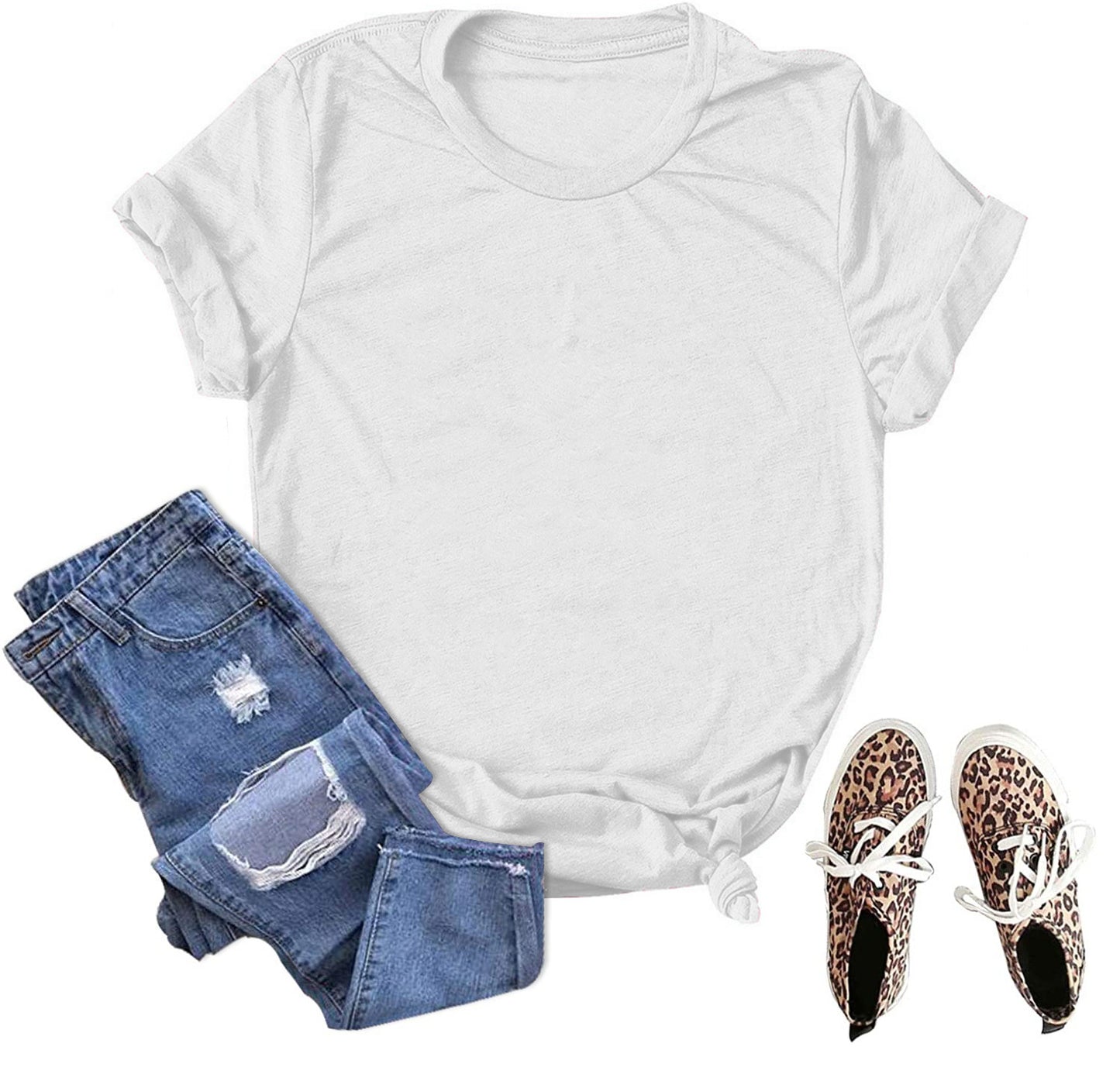 Women's & Men's & Solid Color Blank Loose T-shirt Blouses