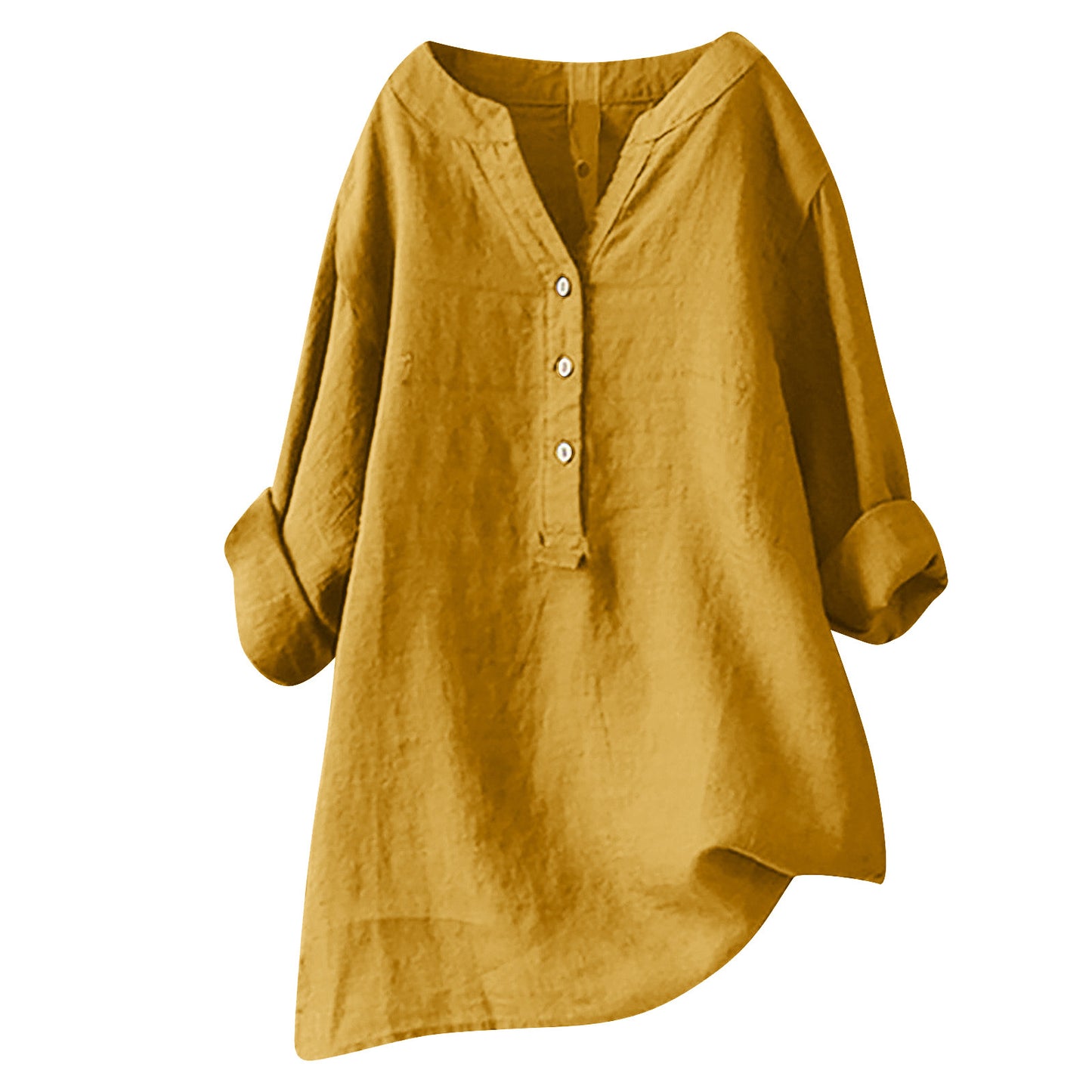 Women's Loose Solid Color Shirt Cotton Linen Blouses