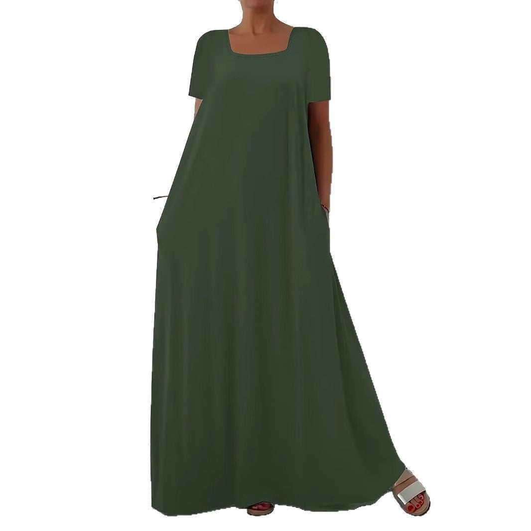 Dress Casual Loose Sleeves Solid Color Dresses