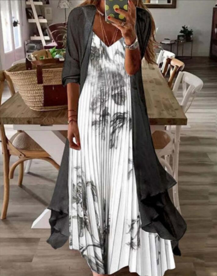 Women's Print Holiday Suspender Dress Indian Style Dresses