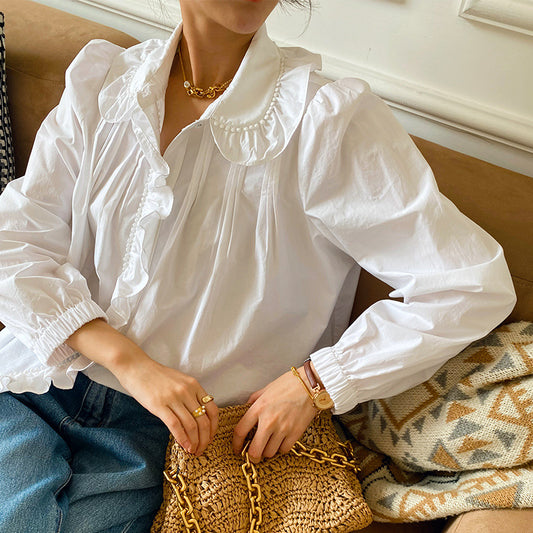 Women's Autumn White French Shirt Shirts Classic Blouses